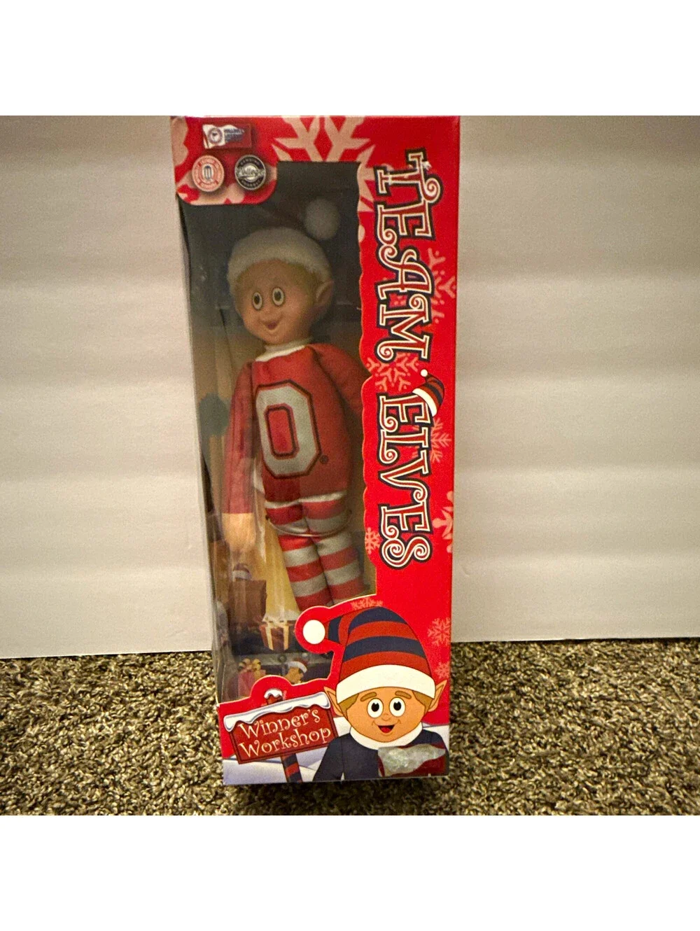 FOCO Christmas Elf Figurine Red/White Free Standing Plastic KDF0518-00001